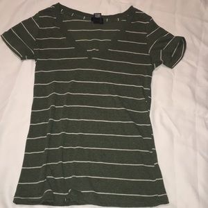 Dark green striped V neck